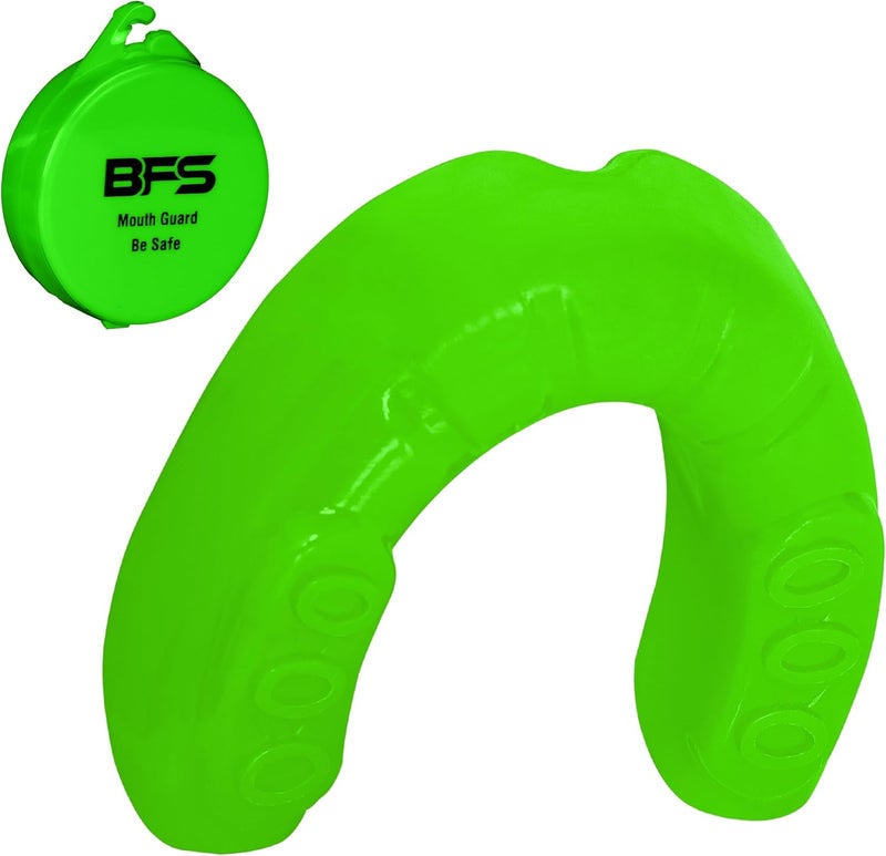 BFS IMPEX Mouth Guard Sports for Adults Best for Teeth,MMA Mouth Guard with Case for Boxing,Karate,Rugby,Football MouthGuard (Flu Green) - Image 1